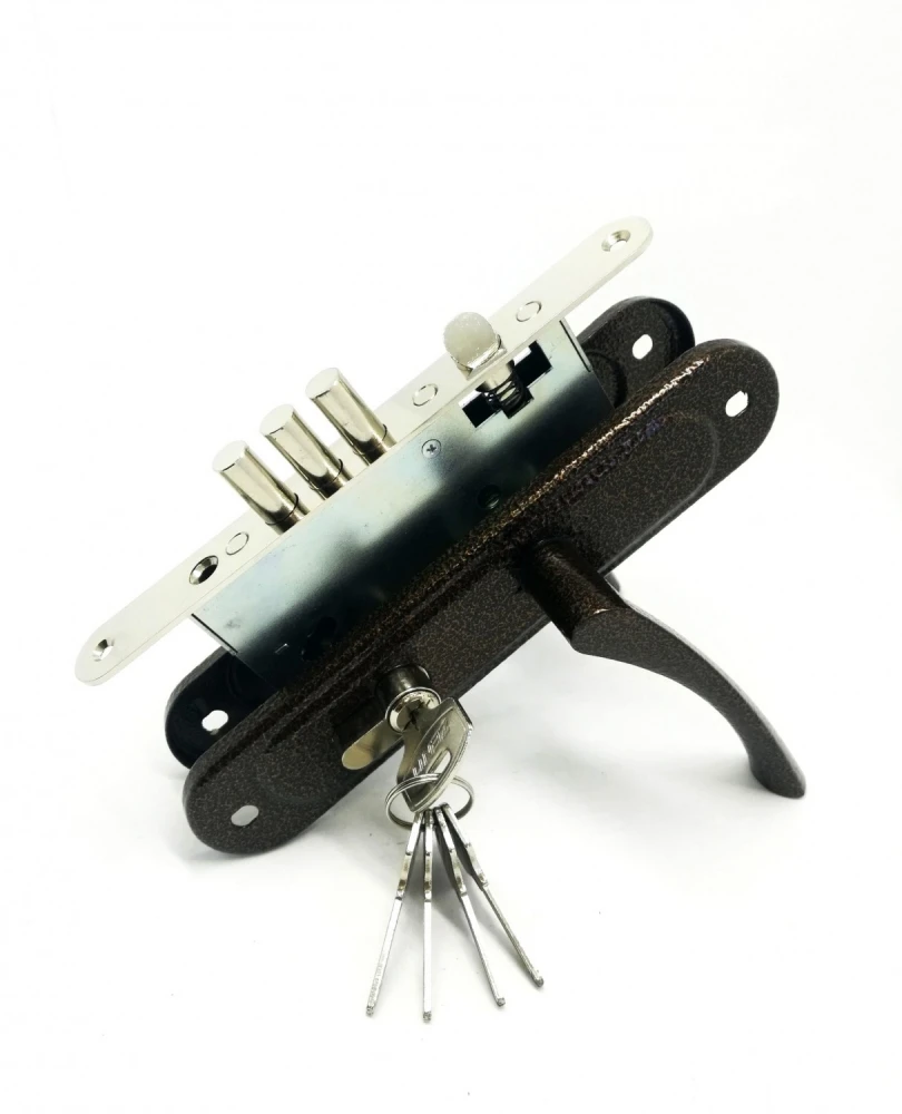 Фото Корпус врезного замка с защелкой в комплекте с ручкой ЗВ4.009/17 (медь), 4 кл.