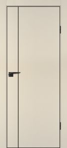 Межкомнатная дверь P-21  черный молдинг PET,  кромка ABS черная c 4-х ст. Бежевый матовый